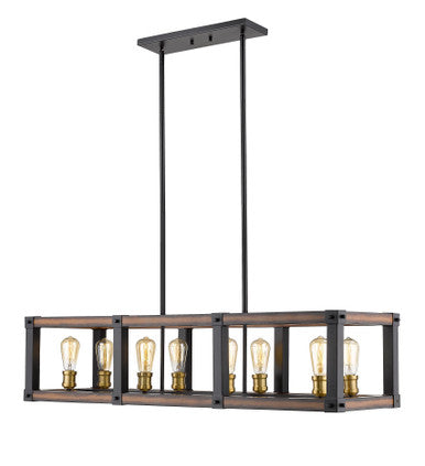 Z-Lite Kirkland 8 Light Linear Chandelier in Rustic Mahogany 472-8L-RM