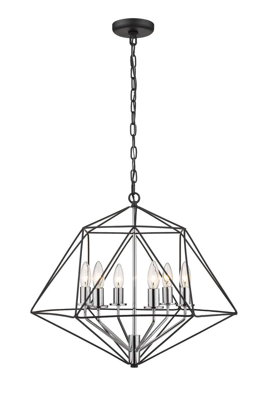 Z-Lite Geo Chandelier in Matte Black + Chrome 918-22MB-CH