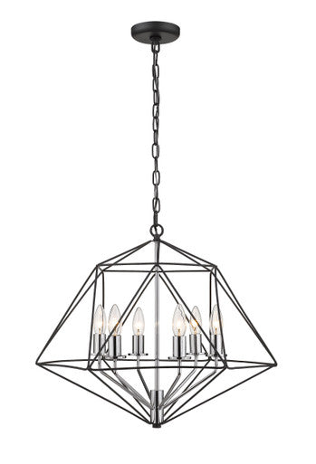 Z-Lite Geo 6 Light Chandelier in Matte Black + Chrome 918-22MB-CH