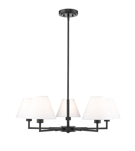 Z-LITE Leila 5 Light Chandelier in Matte Black 744-34R-MB