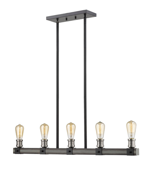 Z-Lite Kirkland 5 Light Linear Chandelier in Ashen Barnboard 472-5L-ABB