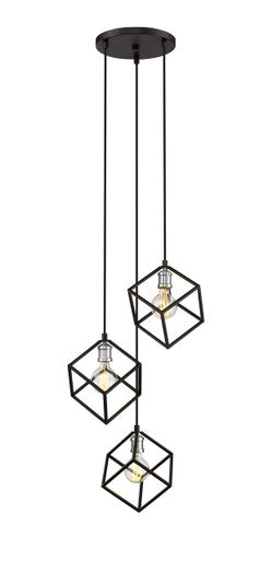 Z-Lite Vertical 3 Light Chandelier in Matte Black + Brushed Nickel 478-3MB-BN