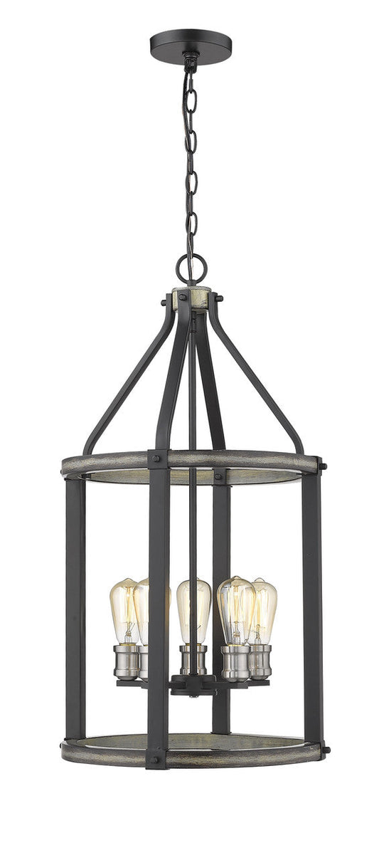 Z-Lite Kirkland Pendant in Ashen Barnboard 472-5P-ABB