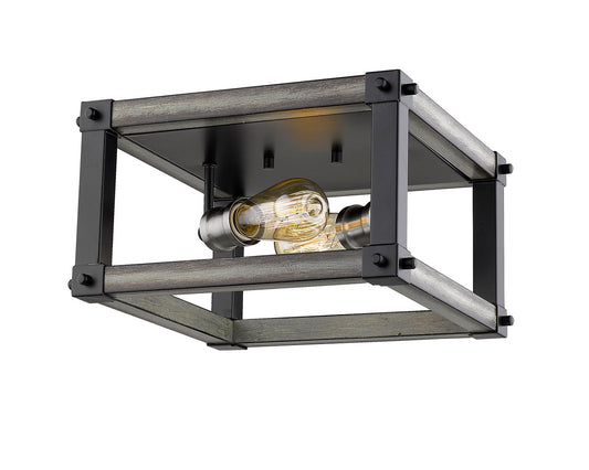 Z-Lite Kirkland 2 Light Flush Mount in Ashen Barnboard 472F2S-ABB