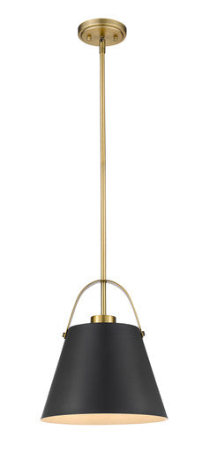 Z-Lite Z-Studio 1 Light Pendant in Matte Black + Heritage Brass 726P-MB+HBR