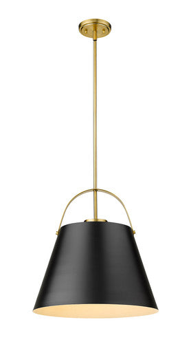 Z-Lite Z-Studio 1 Light Pendant in Matte Black + Heritage Brass 726P18-MB+HBR