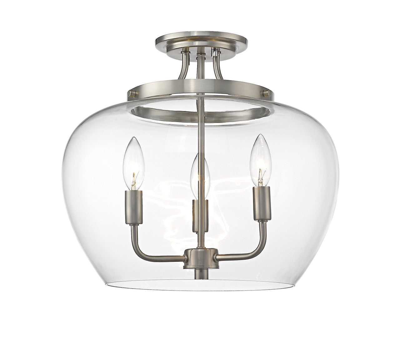 Z-Lite Joliet 3 Light Semi Flush Mount in Brushed Nickel 473SF-BN