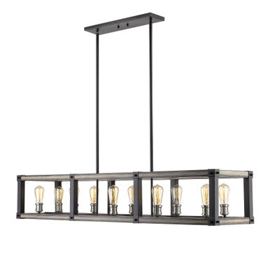 Z-Lite Kirkland 10 Light Linear Chandelier in Ashen Barnboard 472-10L-ABB