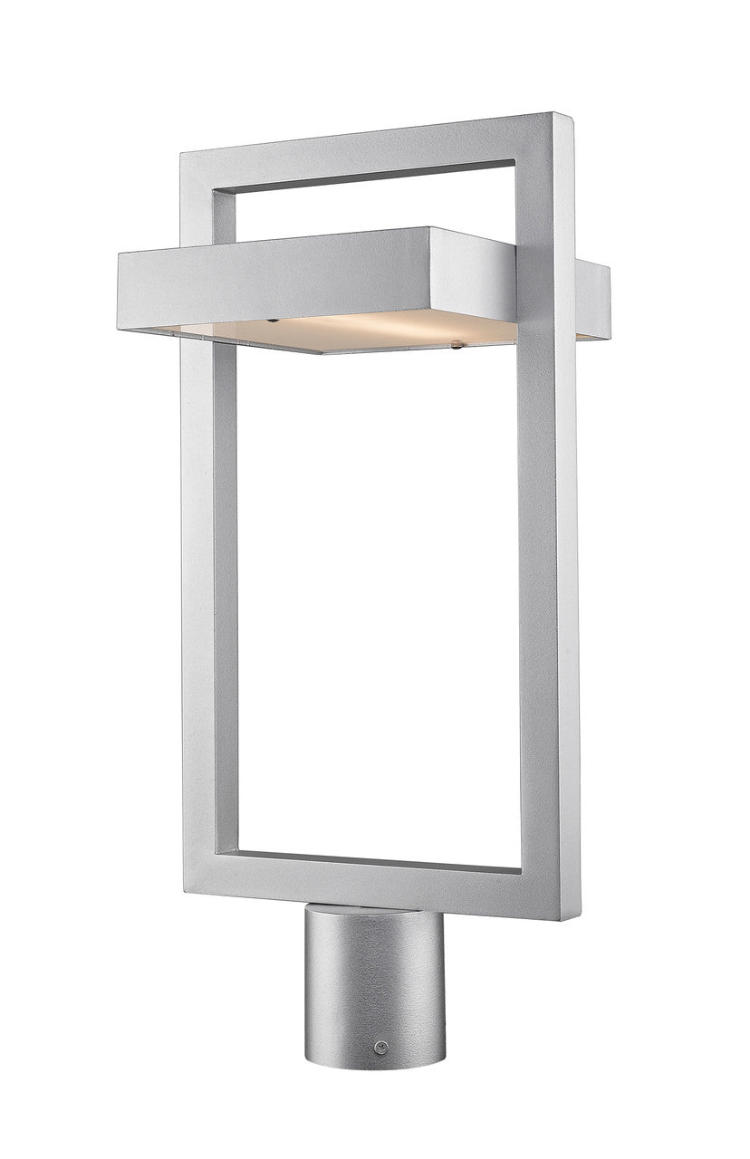 Z-Lite Luttrel 1 Light Outdoor Post Mount Fixture in Silver 566PHBR-SL-LED