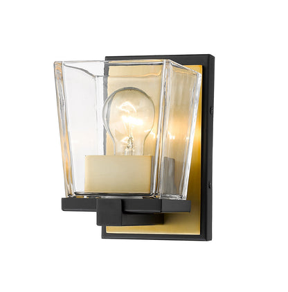 Z-Lite Bleeker Street 1 Light Wall Sconce in Matte Black + Olde Brass 475-1S-MB-OBR