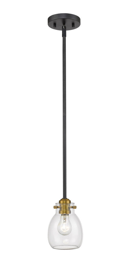 Z-Lite Kraken 1 Light Pendant in Matte Black + Olde Brass 466MP-MB-OBR