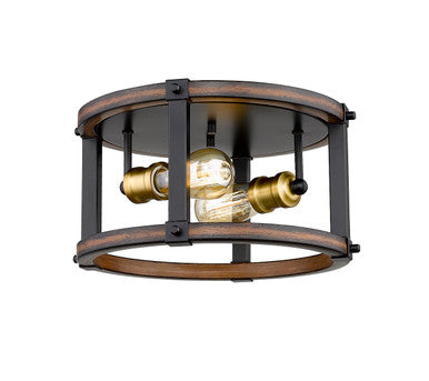 Z-Lite Kirkland 2 Light Flush Mount in Rustic Mahogany 472F2R-RM