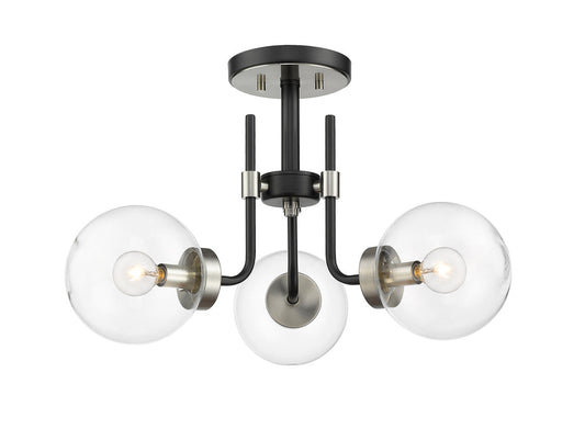 Z-Lite Parsons 3 Light Semi Flush Mount in Matte Black + Brushed Nickel 477-3SF-MB-BN