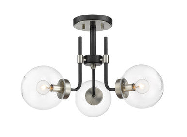 Z-Lite Parsons 3 Light Semi Flush Mount in Matte Black + Brushed Nickel 477-3SF-MB-BN