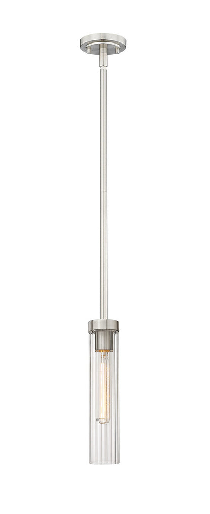 Z-Lite Beau 1 Light Pendant in Brushed Nickel 740P-ROD-BN