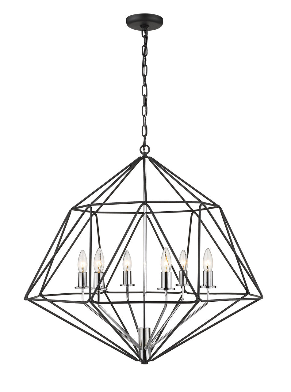 Z-Lite Geo Chandelier in Matte Black + Chrome 918-30MB-CH