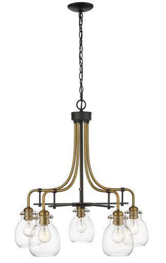 Z-Lite Kraken 5 Light Chandelier in Matte Black + Olde Brass 466-5MB-OBR