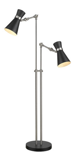 Z-Lite Soriano 2 Light Floor Lamp in Matte Black + Brushed Nickel 728FL-MB-BN