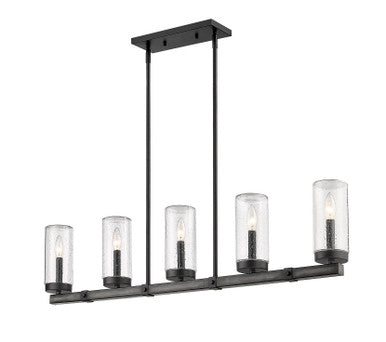 Z-Lite Marlow 5 Light Outdoor Linear Chandelier in Ashen Barnboard 589-5L-ABB