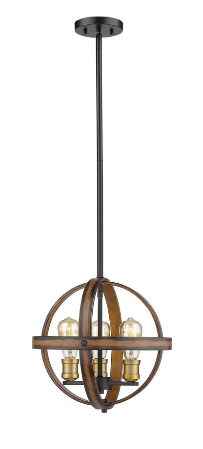 Z-Lite Kirkland 3 Light Pendant in Rustic Mahogany 472B14-RM