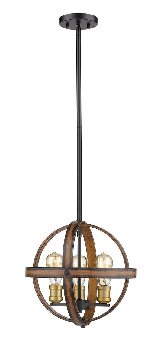 Z-Lite Kirkland 3 Light Pendant in Rustic Mahogany 472B14-RM