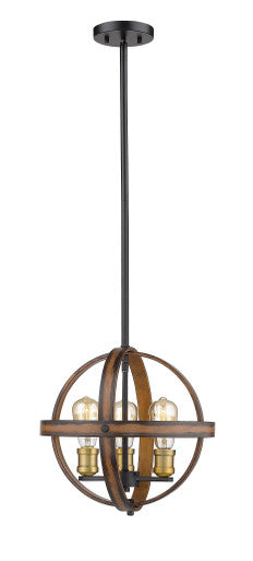 Z-Lite Kirkland 3 Light Pendant in Rustic Mahogany 472B14-RM