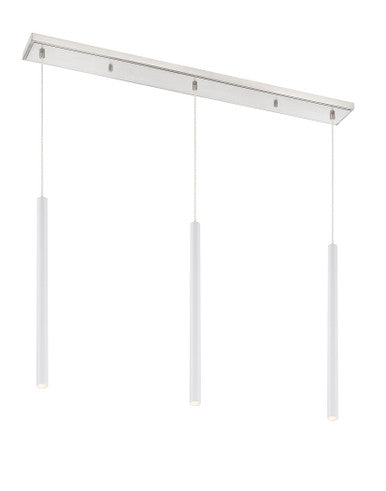 Z-Lite Forest 3 Light Linear Chandelier in Brushed Nickel 917MP24-WH-LED-3LBN