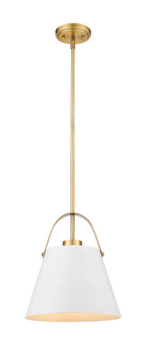 Z-Lite Z-Studio 1 Light Pendant in Matte White + Heritage Brass 726P-MW+HBR