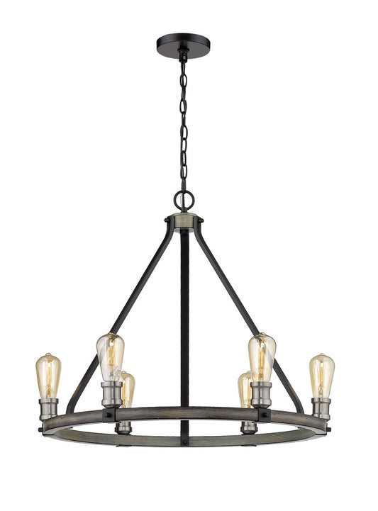 Z-Lite Kirkland Chandelier in Ashen Barnboard 472-6ABB