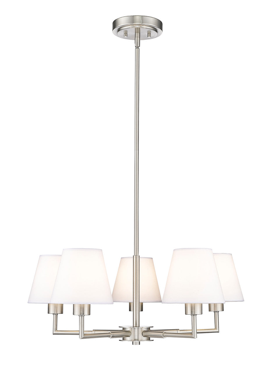 Z-LITE Leila 5 Light Chandelier in Brushed Nickel 744-26R-BN