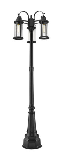 Z-Lite Roundhouse 3 Light Outdoor Post Mounted Fixture in Black 569MP3-564P-BK