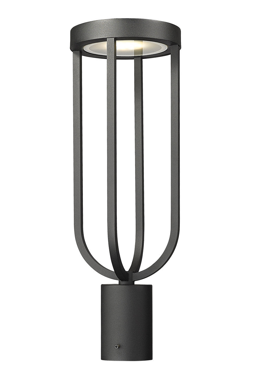 Z-LITE Leland 1 Light Outdoor Post Mount Fixture in Sand Black 5005PHM-BK-LED