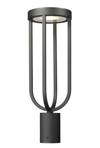 Z-Lite Leland 1 Light Outdoor Post Mount Fixture in Sand Black 5005PHM-BK-LED