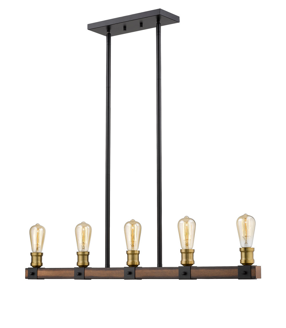 Z-Lite Kirkland 5 Light Linear Chandelier in Rustic Mahogany 472-5L-RM