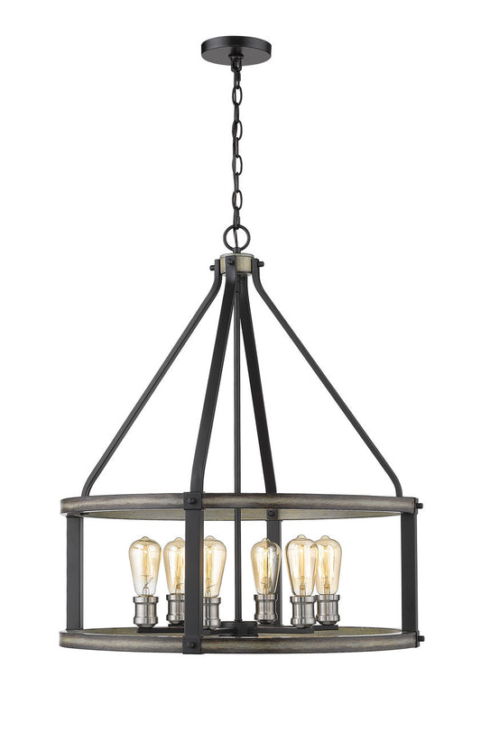 Z-Lite Kirkland Pendant in Ashen Barnboard 472-6D-ABB