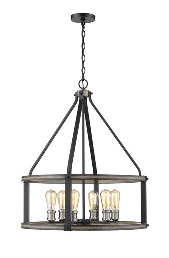 Z-Lite Kirkland 6 Light Chandelier in Ashen Barnboard 472-6D-ABB