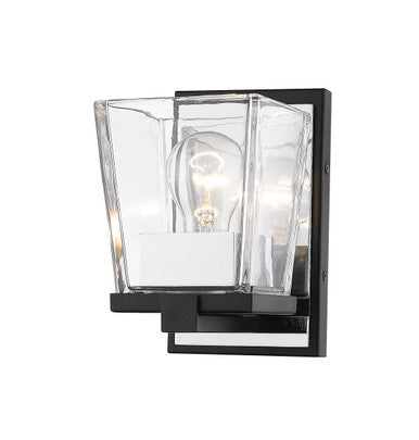 Z-Lite Bleeker Street 1 Light Wall Sconce in Matte Black + Chrome 475-1S-MB-CH