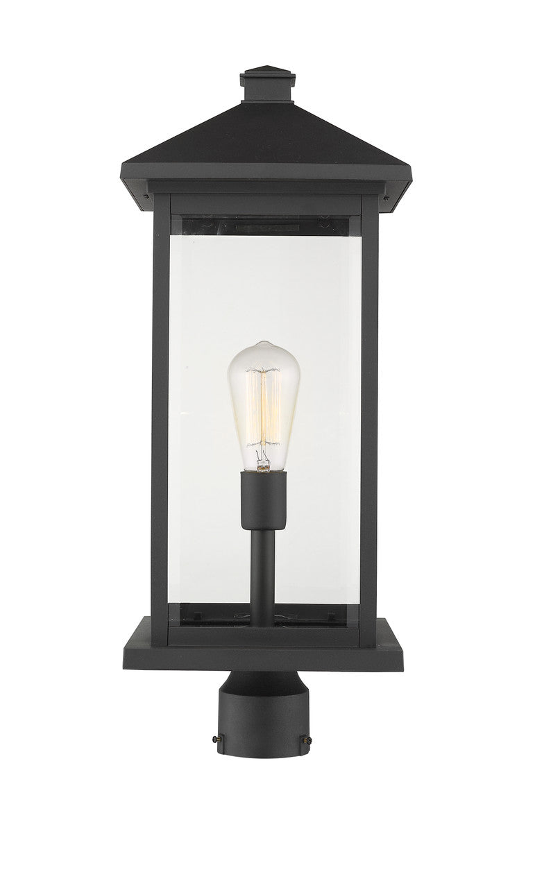 Z-Lite Portland 1 Light Outdoor Post Mount Fixture in Black 531PHBXLR-BK