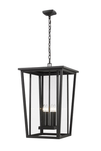 Z-Lite Seoul 4 Light Outdoor Chain Mount Ceiling Fixture in Black 571CHXXL-BK