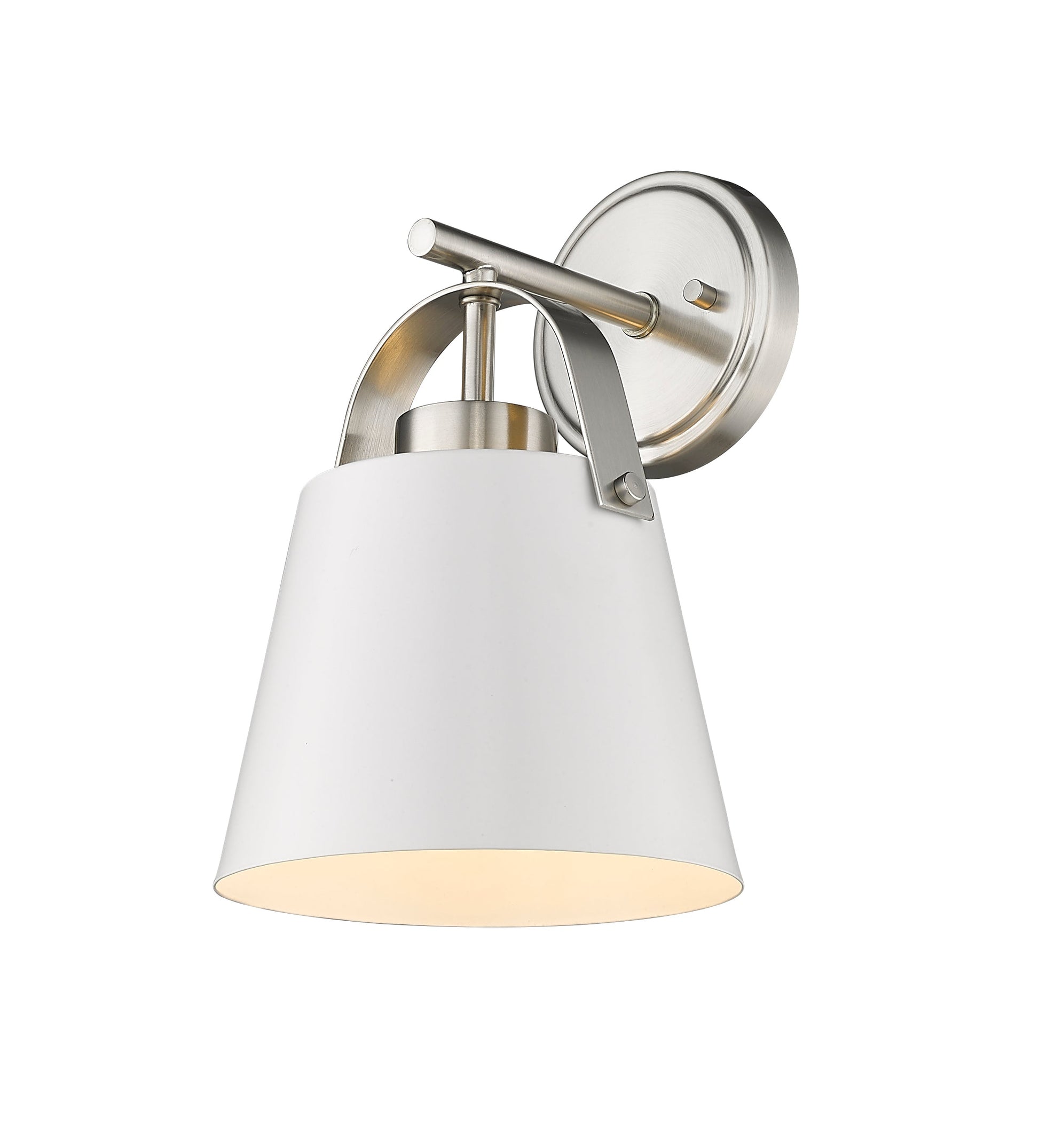 Z-Studio 1 Light Wall Sconce in Matte White + Brushed Nickel 726-1S-MW+BN