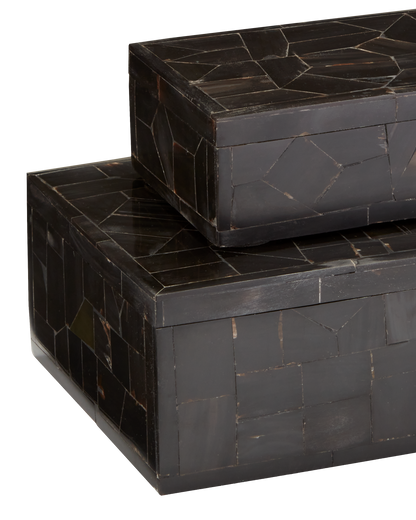 Currey & Co. Black Bone Mosaic Box Set of 2 1200-0452