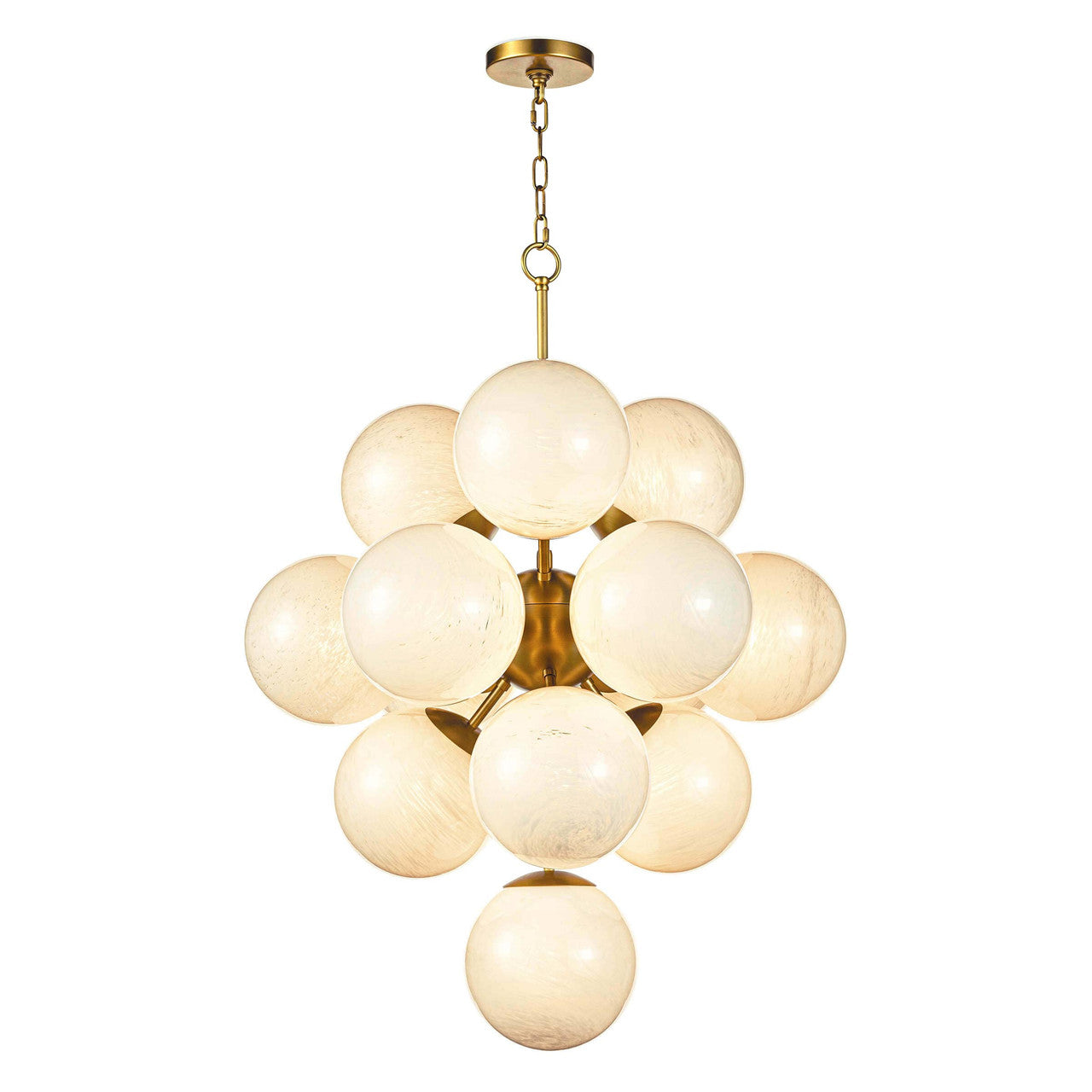 Regina Andrew La Dame Chandelier in Natural Brass with Swirl Glass Globes 16-1278SRLNB