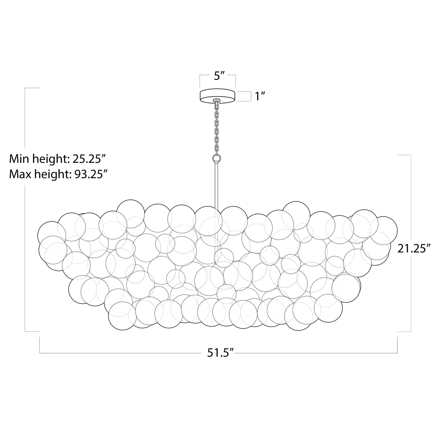 Regina Andrew Bubbles Chandelier Linear (Clear) Natural Brass  16-1381NB