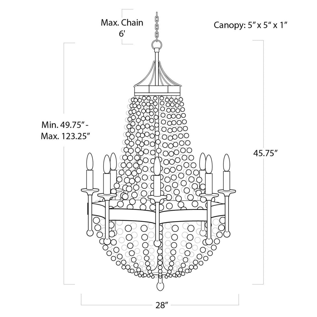 Regina Andrew Frosted Crystal Bead Chandelier 16-1056