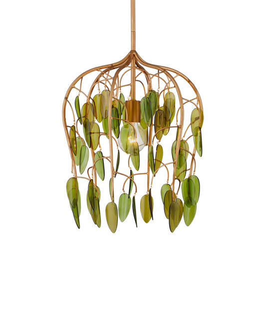 Currey & Co Midsummer Pendant in Brass/Green 9000-1227