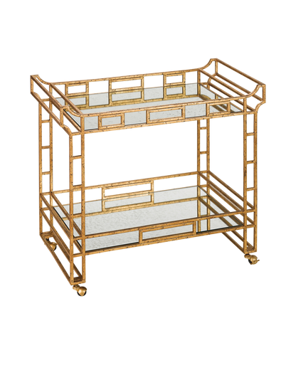 Currey & Co. Odeon Gold Bar Cart 4217