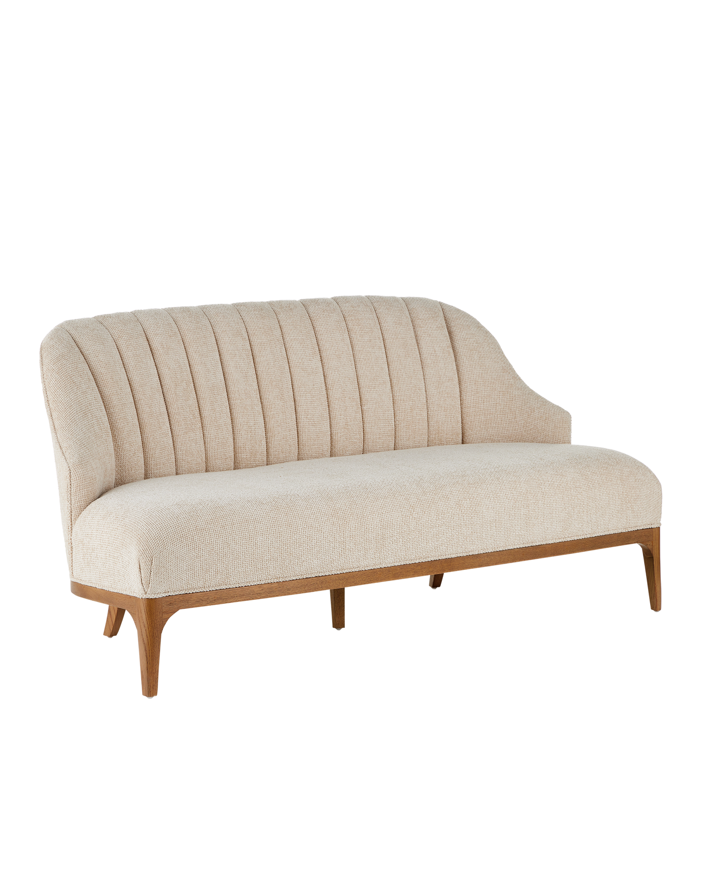 Currey & Co. Inga Settee, Crhom Nona Oatmeal 7000-0772