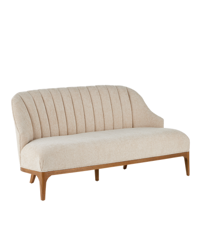 Currey & Co. Inga Settee, Crhom Nona Oatmeal 7000-0772