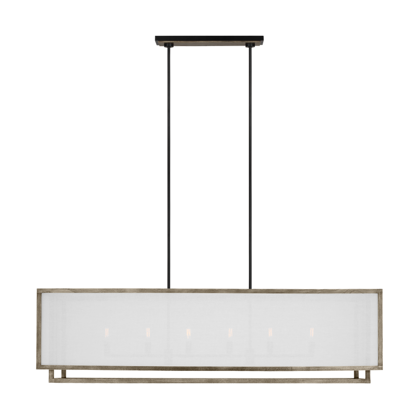 Visual Comfort Studio Thom Filicia Brockway Large Linear Chandelier in Weathered Oak Wood TFC1086WDO