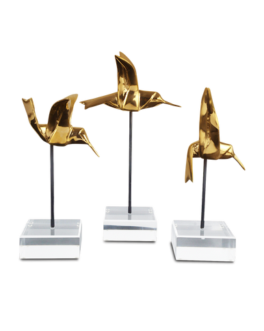 Currey & Co. Gold Hummingbirds Set of 3 1200-0903